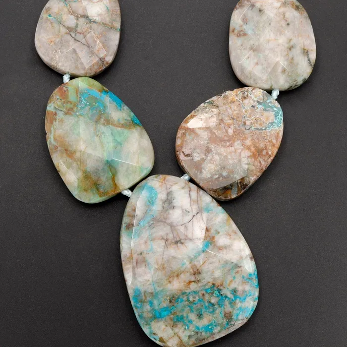 Graduated Faceted Natural Chrysocolla in Quartz Focal Pendant Beads Stunning Blue Strikes Designer Quality One of a Kind 17 Necklace Strand Intrinsic Trading Necklaces
