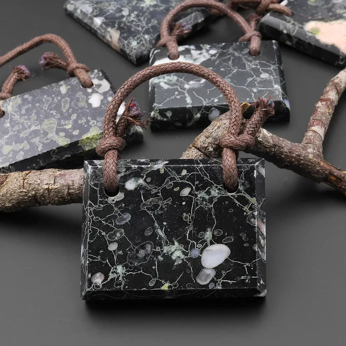 Intrinsic Trading 2 Two Hole Pendant Natural Cherry Blossom Jasper Aka Flower Jasper Faceted Rectangle Gemstone A3 Necklaces Intrinsic Trading 2 Two Hole Pendant Natural Cherry Blossom Jasper Aka Flower Jasper Faceted Rectangle Gemstone A3 Necklaces