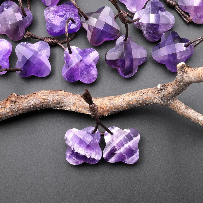 Intrinsic Trading Earrings Carved Natural Purple Amethyst Four Leaf Clover Earring Pair Matched Gemstone Beads A3 Intrinsic Trading Earrings Carved Natural Purple Amethyst Four Leaf Clover Earring Pair Matched Gemstone Beads A3