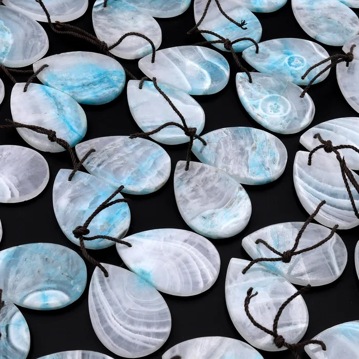 Intrinsic Trading Earrings Drilled Natural Blue Hemimorphite Earring Pair Matched Teardroop Slice Gemstone Beads