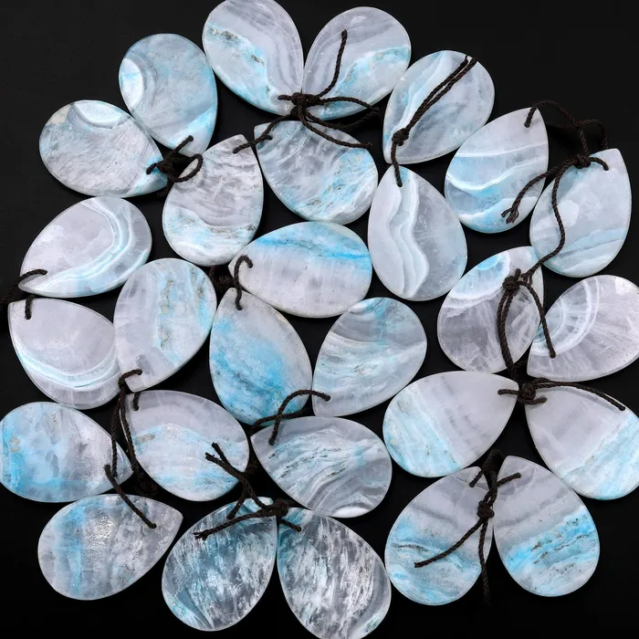 Intrinsic Trading Earrings Drilled Natural Blue Hemimorphite Earring Pair Matched Teardroop Slice Gemstone Beads