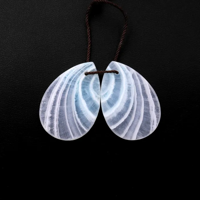 Intrinsic Trading Earrings Drilled Natural Blue Hemimorphite Earring Pair Matched Teardroop Slice Gemstone Beads