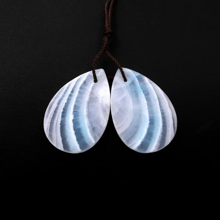 Intrinsic Trading Earrings Drilled Natural Blue Hemimorphite Earring Pair Matched Teardroop Slice Gemstone Beads