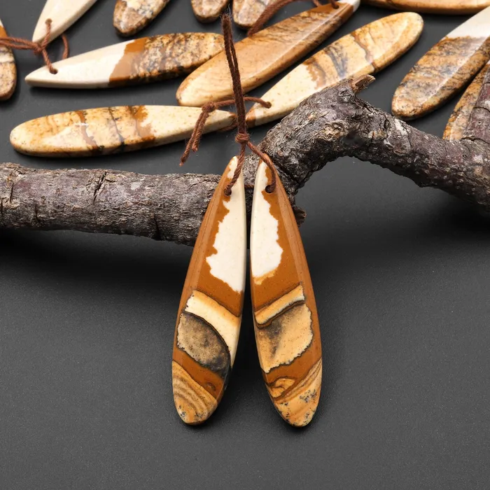 Intrinsic Trading Earrings Natural Desert Picture Jasper Earring Pair Drilled Matched Natural Gemstone Bead Teardrop Pair A8 Intrinsic Trading Earrings Natural Desert Picture Jasper Earring Pair Drilled Matched Natural Gemstone Bead Teardrop Pair A8