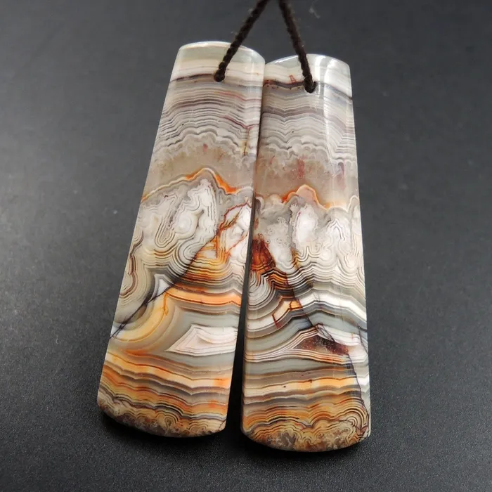 Intrinsic Trading Earrings Natural Laguna Lace Agate Earring Pair Trapezoid Cabochon Cab Drilled Matched Earrings Bead Pair E3016 Intrinsic Trading Earrings Natural Laguna Lace Agate Earring Pair Trapezoid Cabochon Cab Drilled Matched Earrings Bead Pair E3016
