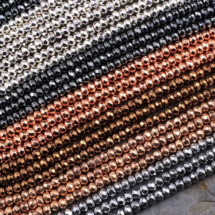 Intrinsic Trading Earrings Titanium Hematite Faceted 3mm 4mm Rondelle Beads Silver Bronze Gunmetal Rhodium Black Champagne Rose Gold Beads 155 Strand