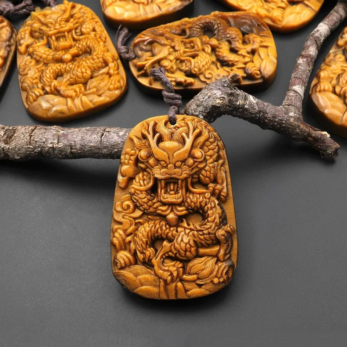 Intrinsic Trading Necklaces AAA Hand Carved Natural Tigers Eye Flying Dragon Pendant Gemstone Focal Bead Intrinsic Trading Necklaces AAA Hand Carved Natural Tigers Eye Flying Dragon Pendant Gemstone Focal Bead