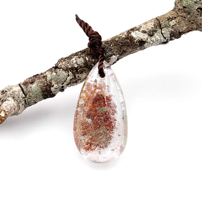 Intrinsic Trading Necklaces AAA Natural Lodalite Phantom Quartz Long Teardrop Pendant Gemstone Focal Bead Extra Clear