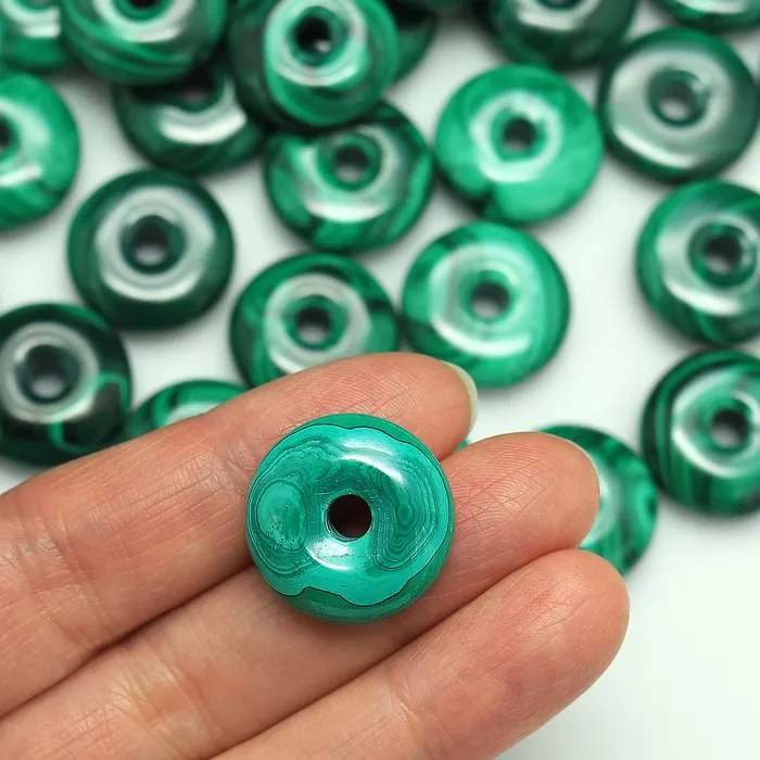 Intrinsic Trading Necklaces AAA Natural Malachite Donut Bead Pendant 20mm