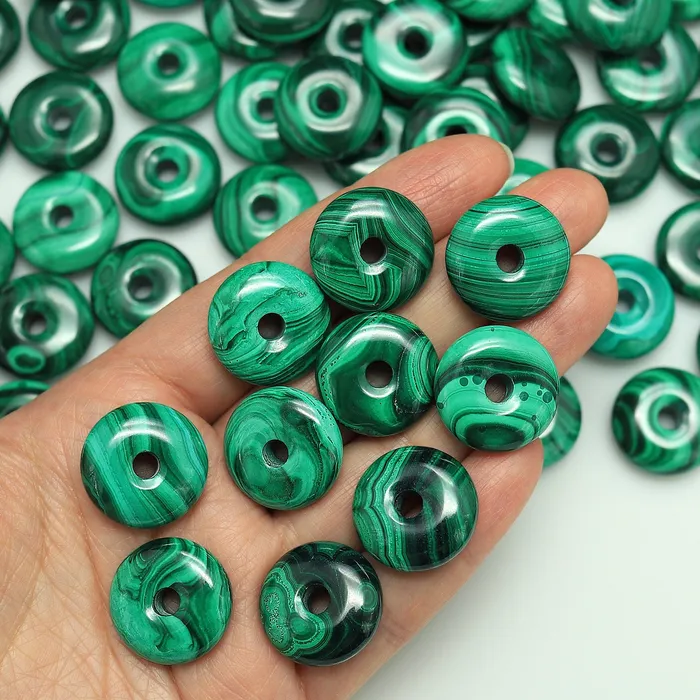 Intrinsic Trading Necklaces AAA Natural Malachite Donut Bead Pendant 20mm