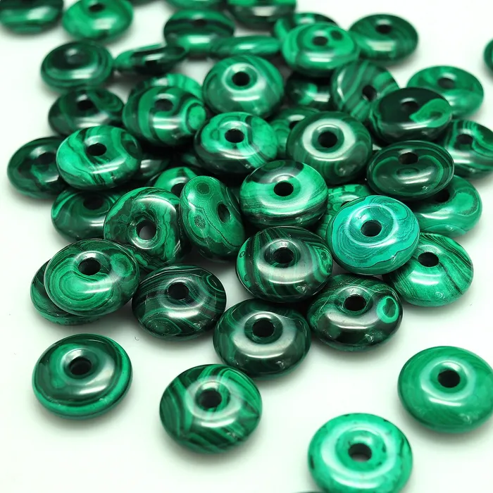 Intrinsic Trading Necklaces AAA Natural Malachite Donut Bead Pendant 20mm