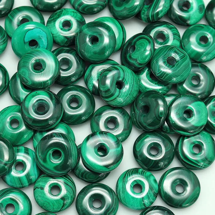 Intrinsic Trading Necklaces AAA Natural Malachite Donut Bead Pendant 20mm