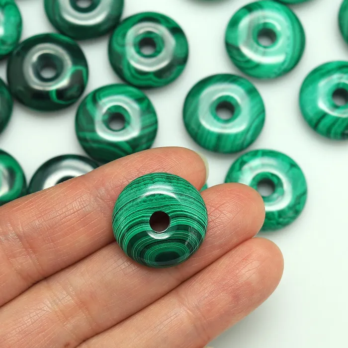 Intrinsic Trading Necklaces AAA Natural Malachite Donut Bead Pendant 20mm