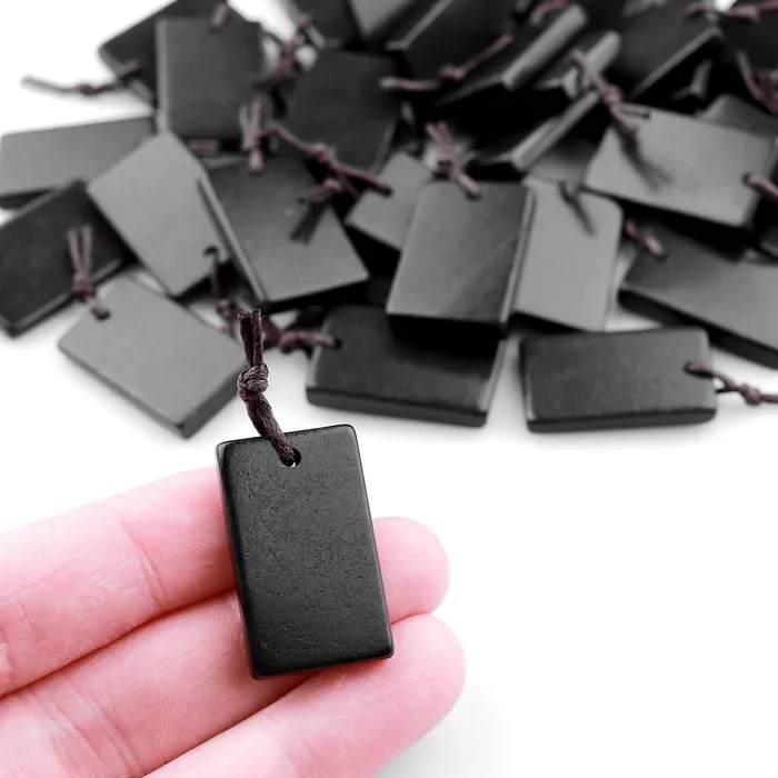 Intrinsic Trading Necklaces Hand Cut Genuine Natural Shungite Rectangle Pendant High Quality Black Lustrous Gemstone from Russia Intrinsic Trading Necklaces Hand Cut Genuine Natural Shungite Rectangle Pendant High Quality Black Lustrous Gemstone from Russia