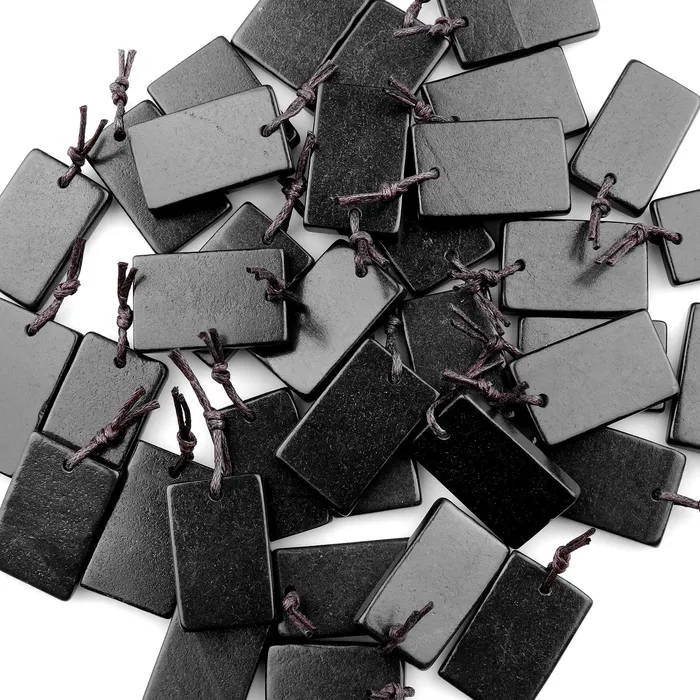 Intrinsic Trading Necklaces Hand Cut Genuine Natural Shungite Rectangle Pendant High Quality Black Lustrous Gemstone from Russia