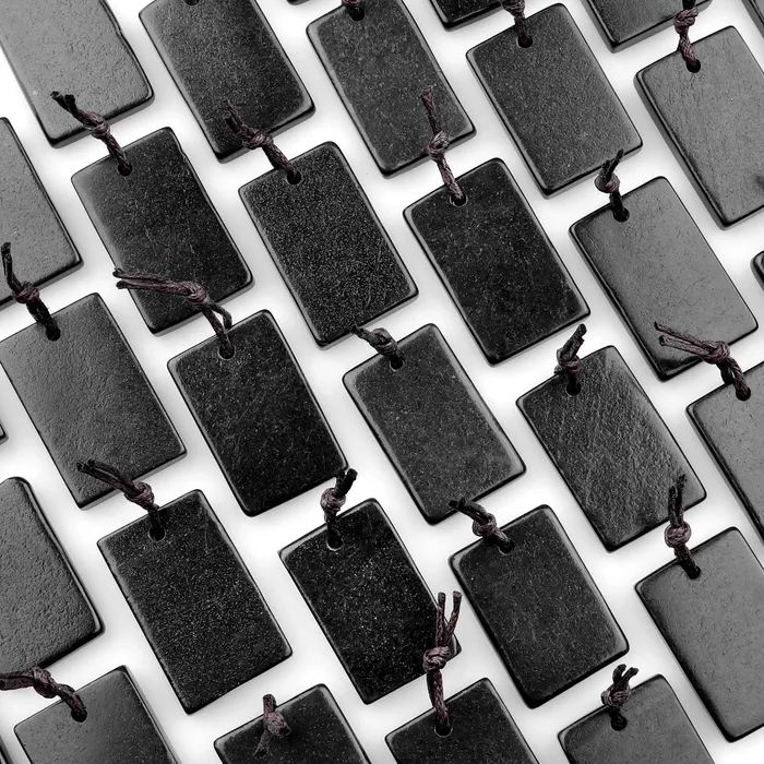 Intrinsic Trading Necklaces Hand Cut Genuine Natural Shungite Rectangle Pendant High Quality Black Lustrous Gemstone from Russia