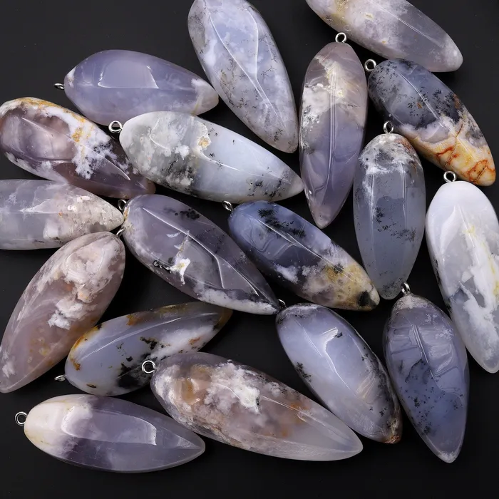 Intrinsic Trading Necklaces Natural Angel Chalcedony Pendant Teardrop Pendulum