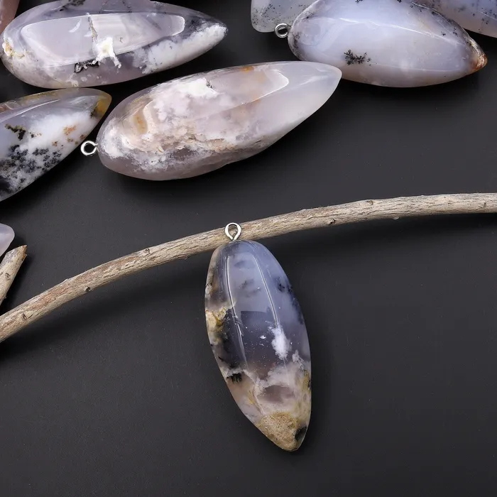 Intrinsic Trading Necklaces Natural Angel Chalcedony Pendant Teardrop Pendulum