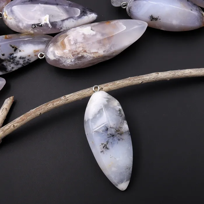 Intrinsic Trading Necklaces Natural Angel Chalcedony Pendant Teardrop Pendulum
