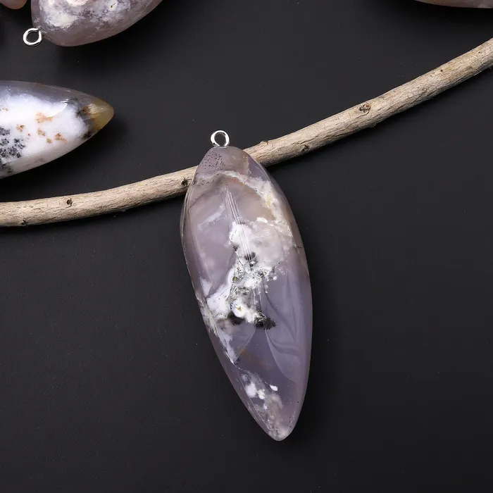 Intrinsic Trading Necklaces Natural Angel Chalcedony Pendant Teardrop Pendulum