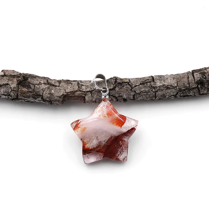 Intrinsic Trading Necklaces Natural Red Lepidocrocite Quartz Star Pendant Gemstone A4