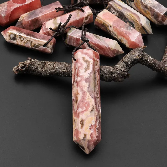 Intrinsic Trading Necklaces Natural Rhodochrosite Obelisk Point Pendant Side Drilled Tower Pendulum Healing Crystal A6 Intrinsic Trading Necklaces Natural Rhodochrosite Obelisk Point Pendant Side Drilled Tower Pendulum Healing Crystal A6