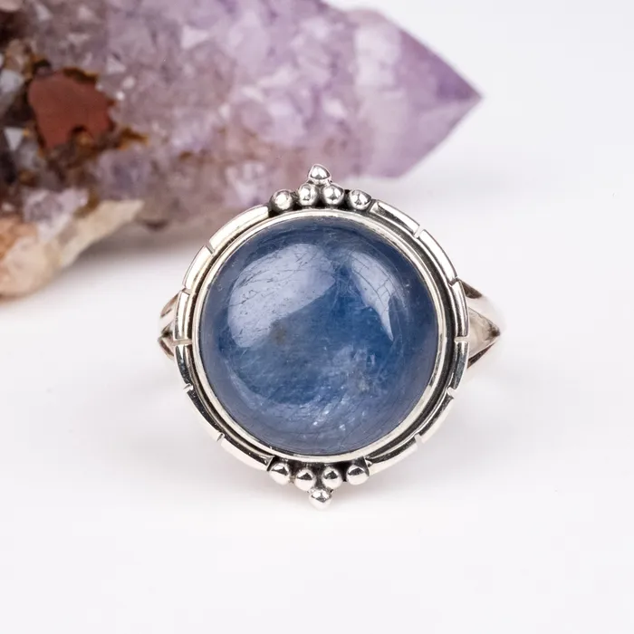 Kyanite Ring 14mm Size 10 925 Silver InnerVision Crystals Rings