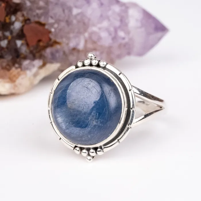 Kyanite Ring 14mm Size 10 925 Silver InnerVision Crystals Rings