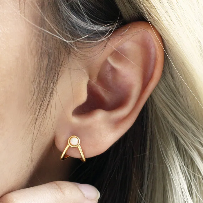 LOULOUROSE Earrings Opal Huggie Earrings