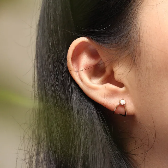LOULOUROSE Earrings Opal Huggie Earrings