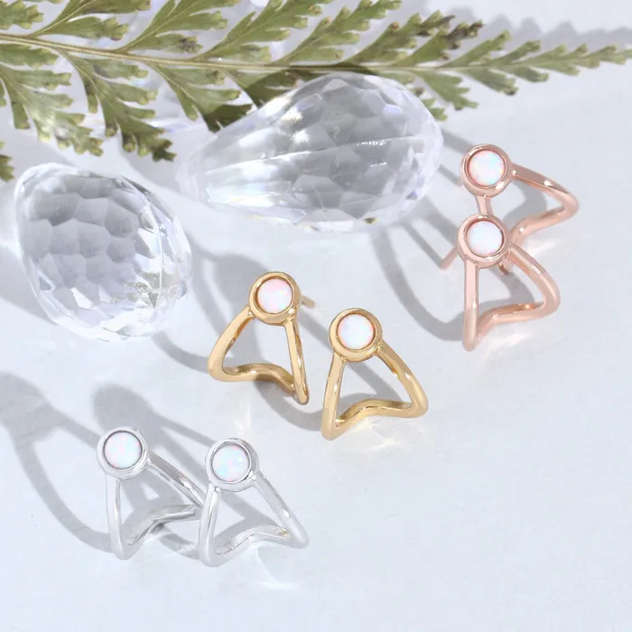 LOULOUROSE Earrings Opal Huggie Earrings