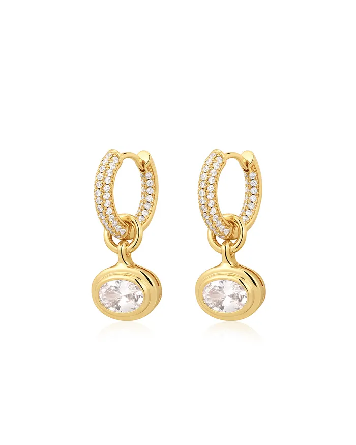 Luv Aj Charm Necklaces The Oval Double Bezel Charm Huggies