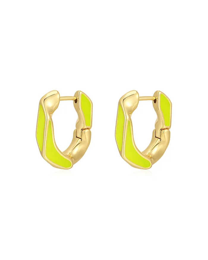 Luv Aj PreStyled Sets Pave Cuban Link Hoops Neon Yellow Gold