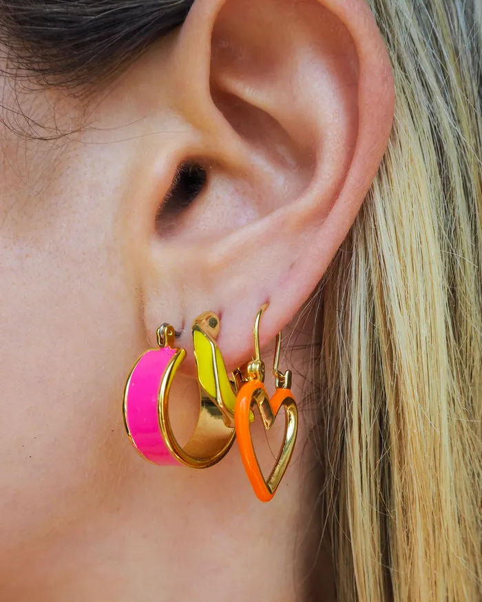 Luv Aj PreStyled Sets Pave Cuban Link Hoops Neon Yellow Gold
