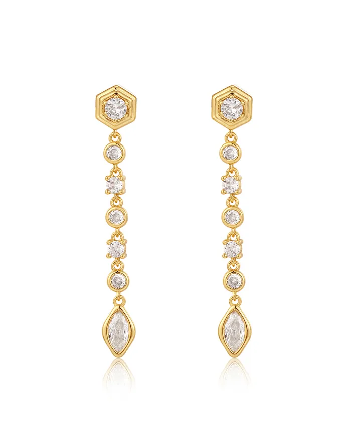 Luv Aj Stellar Bezel Drop Studs Gold Earrings