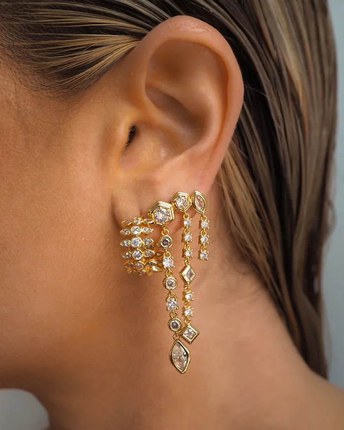 Luv Aj Stellar Bezel Drop Studs Gold Earrings Luv Aj Stellar Bezel Drop Studs Gold Earrings