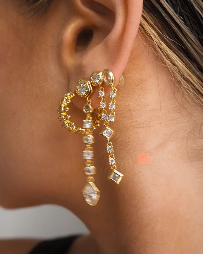 Luv Aj Stellar Bezel Drop Studs Gold Earrings Luv Aj Stellar Bezel Drop Studs Gold Earrings
