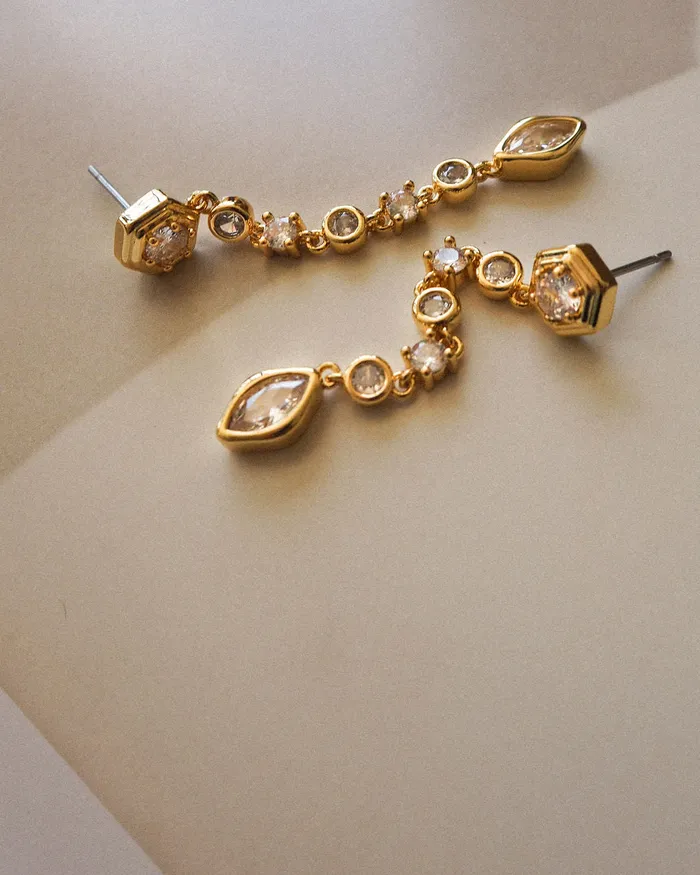 Luv Aj Stellar Bezel Drop Studs Gold Earrings Luv Aj Stellar Bezel Drop Studs Gold Earrings