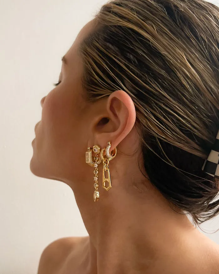 Luv Aj Stellar Bezel Drop Studs Gold Earrings Luv Aj Stellar Bezel Drop Studs Gold Earrings
