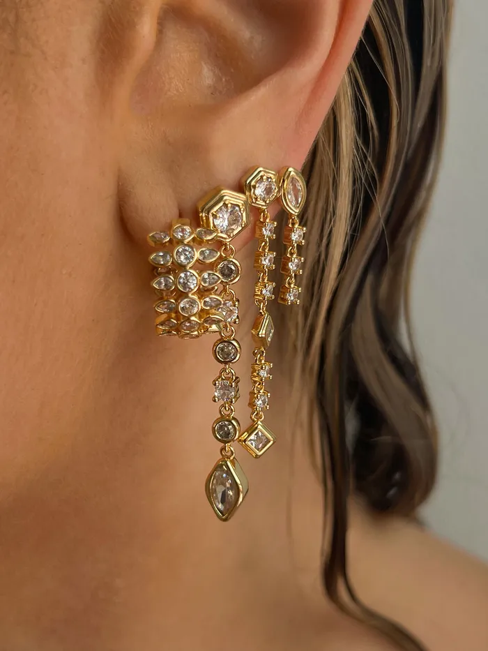 Luv Aj Stellar Bezel Drop Studs Gold Earrings Luv Aj Stellar Bezel Drop Studs Gold Earrings