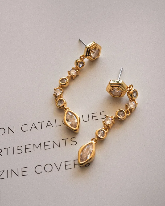 Luv Aj Stellar Bezel Drop Studs Gold Earrings Luv Aj Stellar Bezel Drop Studs Gold Earrings