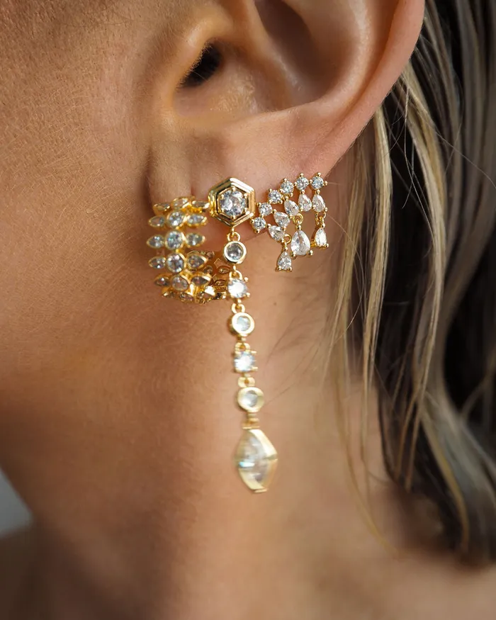 Luv Aj Stellar Bezel Drop Studs Gold Earrings Luv Aj Stellar Bezel Drop Studs Gold Earrings