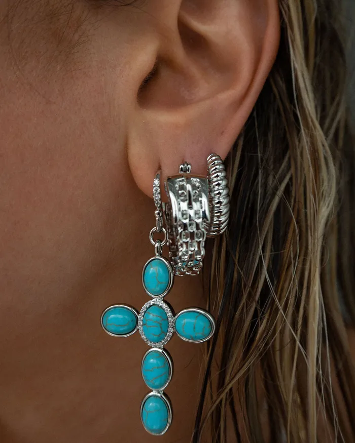 Luv Aj Turquoise Cross Earrings Silver Earrings Luv Aj Turquoise Cross Earrings Silver Earrings