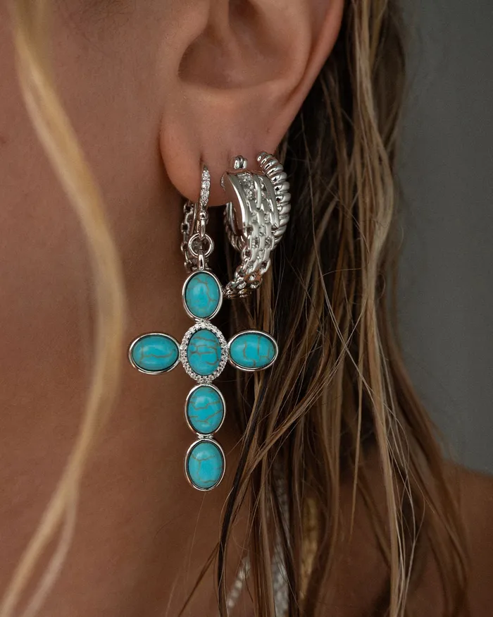 Luv Aj Turquoise Cross Earrings Silver Earrings Luv Aj Turquoise Cross Earrings Silver Earrings