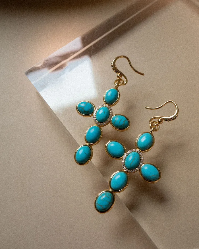 Luv Aj Turquoise Cross Earrings Silver Earrings Luv Aj Turquoise Cross Earrings Silver Earrings