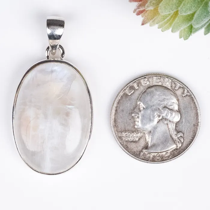 Moonstone Pendant 1228 g 42x22mm 925 Silver InnerVision Crystals Necklaces
