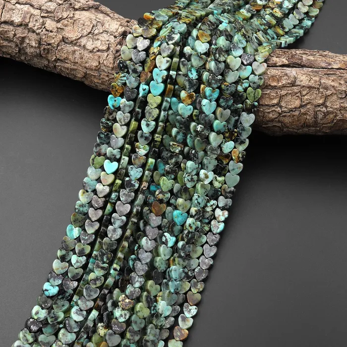Natural African Turquoise Carved 4mm 6mm Heart Beads Gemstone 155 Strand Intrinsic Trading Necklaces