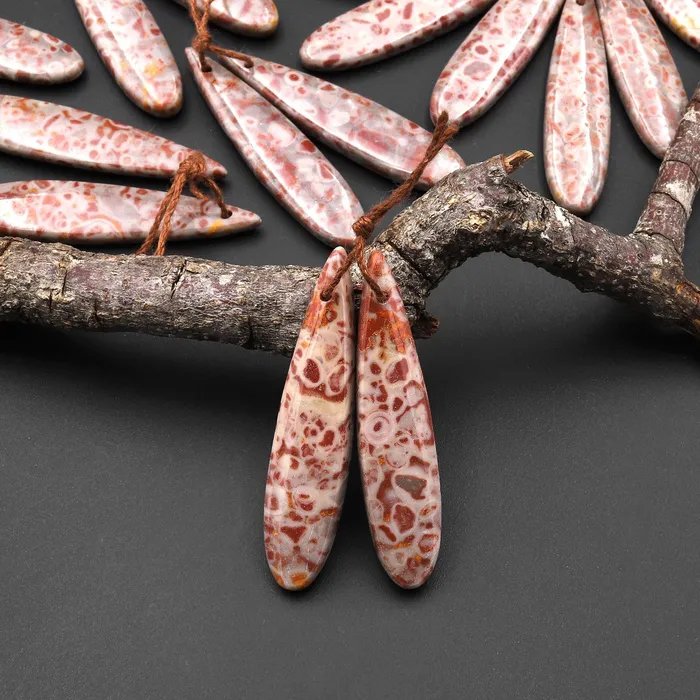 Natural Leopard Skin Orbicular Jasper Earring Pair Gemstone Drilled Matched Long Teardrop Beads A1 Intrinsic Trading Earrings Natural Leopard Skin Orbicular Jasper Earring Pair Gemstone Drilled Matched Long Teardrop Beads A1 Intrinsic Trading Earrings
