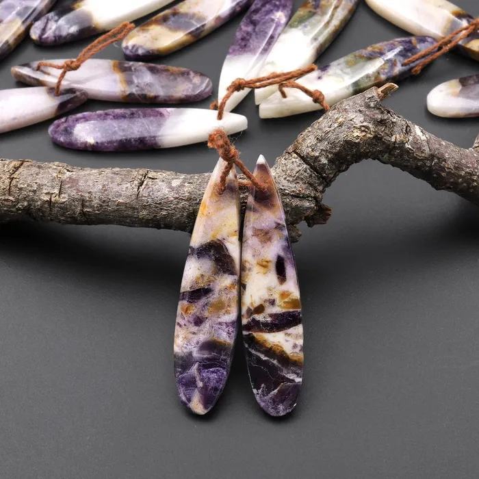 Natural Petrified Purple Opal Earring Matched Thin Teardrop Drilled Gemstone Pair A2 Intrinsic Trading Earrings Natural Petrified Purple Opal Earring Matched Thin Teardrop Drilled Gemstone Pair A2 Intrinsic Trading Earrings