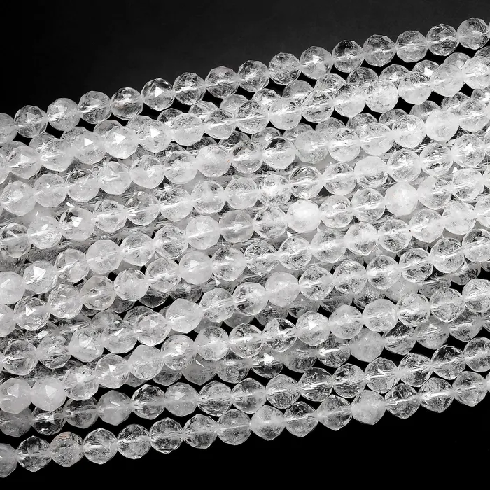 Natural Rock Quartz Beads 6mm Double Hearted Star Cut 155 Strand Intrinsic Trading Earrings